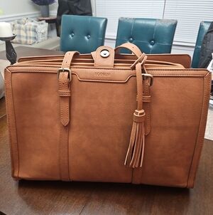 Tan Leather Tote Bag - Classic Work Messenger